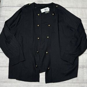 Torrid Black Military Open Front Cardigan Sweater Gold Buttons‎ Size 3 3X NWT